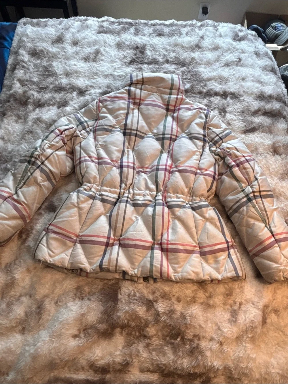 Rare Y2K Coach Legacy Tattersall Down multicolored plaid puffer coat